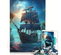 Puzzle per adulti da 1000 pezzi con nave pirata e paesaggio giocattolo decorativo da parete perfetto come regalo di compleanno o per occasioni speciali 38x26cm