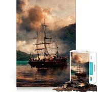 Puzzle per adulti da 1000 pezzi con nave pirata,taglio liscio,gioco creativo per la mente,divertimento per il tempo libero,regalo di Natale rilassante (38x52cm)