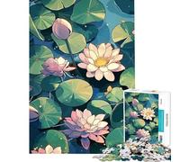 Puzzle per adulti da 1000 pezzi con ninfee in uno stagno Giocattolo decorativo da parete ideale come regalo per donne (38x26cm)