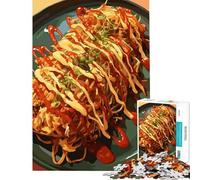 Puzzle per adulti da 1000 pezzi con okonomiyaki e condimenti su un piatto gioco educativo e stimolante per tutta la famiglia ideale come idea regalo (dimensioni 38x26cm)