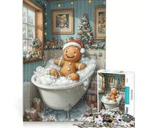 Puzzle per adulti da 1000 pezzi con omino di pan di zenzero tema natalizio ideale per il bagno o come gioco rilassante per allenare mente e mani compleanni e altre occasioni 38x52cm