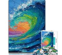 Puzzle per adulti da 1000 pezzi con onde dell'oceano, dipinto a olio, puzzle per adulti, antistress, per ammazzare il tempo durante le vacanze, per migliorare l'amore tra coppie (dimensioni 38x26cm)