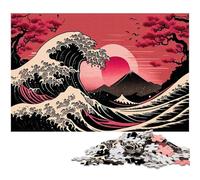 Puzzle per adulti da 1000 pezzi con onde giapponesi fantasy, ideali per il divertimento in famiglia, il relax e come regalo per le feste, 50x75CM / 19,68x29,52 pollici.