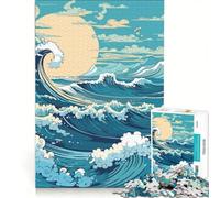 Puzzle per adulti da 1000 pezzi con onde giganti in stile giapponese antistress da assemblare compleanno e Natale 50x75cm
