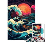 Puzzle per adulti da 1000 pezzi con onde giganti puzzle giapponesi per adulti giochi rilassanti difficile regalo per amici e familiari (dimensioni 38x26cm)