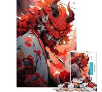 Puzzle per adulti da 1000 pezzi con oni rosso arte digitale gioco pratico per adulti decorazione perfetta compleanno e Natale (dimensioni 50x75cm)