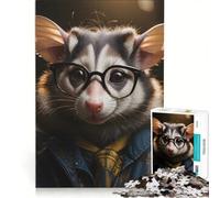 Puzzle per adulti da 1000 pezzi con opossum e occhiali alla moda giochi rilassanti ideale per passare il tempo durante le vacanze un regalo perfetto per gli appassionati di videogiochi 50x75cm