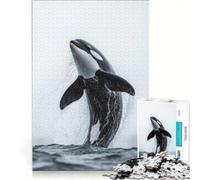 Puzzle per adulti da 1000 pezzi con orca che salta fuori dall'acqua gioco educativo divertente e spiritoso ideale come decorazione da scrivania 50x75cm