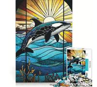 Puzzle per adulti da 1000 pezzi con orca e vetrata artistica gioco educativo rilassante e stimolante per la mente ideale come regalo di compleanno o per occasioni speciali 38x26cm