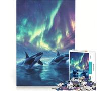 Puzzle per adulti da 1000 pezzi con orche sotto l'aurora boreale gioco educativo rilassante e stimolante per la mente ideale come regalo di compleanno o per occasioni speciali 38x26cm