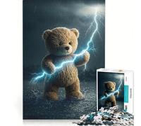 Puzzle per adulti da 1000 pezzi con orsacchiotto e poteri fulminei gioco rompicapo antistress lista dei desideri con Babbo Natale 38x26cm