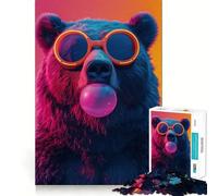 Puzzle per adulti da 1000 pezzi con orsetto,gomma da masticare,neon,bordo perfetto,gioco intelligente,regalo,gioco di ozio,Natale,tempo libero,arte (38x26cm)