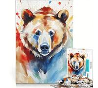 Puzzle per adulti da 1000 pezzi con orsi dipinti ad acquerello Gioco divertente rilassante e stimolante per la mente e per rafforzare l'amore di coppia 50x75cm