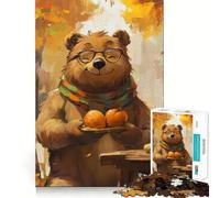 Puzzle per adulti da 1000 pezzi con orsi e dipinto autunnale,taglio preciso,gioco stimolante per la mente,rilassante,regalo di Natale (38x26cm)