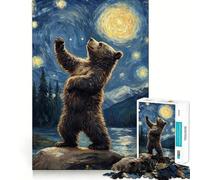 Puzzle per adulti da 1000 pezzi con orso che guarda le stelle,decorazione pulita e adatta,gioco divertente per stimolare la mente,momento di relax,regalo di compleanno o hobby (50x75cm)