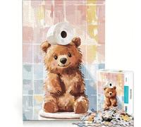 Puzzle per adulti da 1000 pezzi con orso e carta igienica in testa, gioco rilassante, sfida impegnativa, per rafforzare l'amore tra le coppie 38x52cm