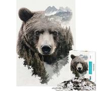 Puzzle per adulti da 1000 pezzi con orso e paesaggio montano Aiuta ad allenare la mente Un'opera d'arte Gioco rilassante per ragazzi dai 14 anni in su 50x75cm