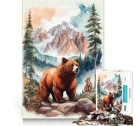 Puzzle per adulti da 1000 pezzi con orso e volpe nella foresta,disegno preciso,giocattolo stimolante per la mente,gioco rilassante,regalo di Natale (38x52cm)