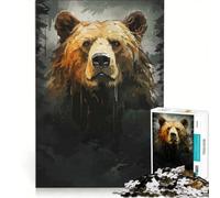 Puzzle per adulti da 1000 pezzi con orso grizzly che fissa, gioco rilassante, migliora la memoria, compleanno e Natale 50x75cm