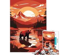 Puzzle per adulti da 1000 pezzi con orso grizzly e soggetto a pesca Un gioco avvincente che stimola la pazienza l'analisi e la logica Regalo di compleanno (dimensioni 38x52cm)