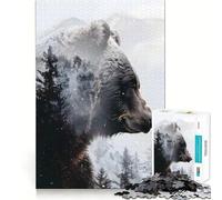Puzzle per adulti da 1000 pezzi con orso,guardiano invernale,taglio preciso,disegno,giocattolo stimolante per la mente,gioco rilassante,regalo di Natale (50x75cm)
