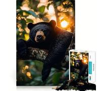 Puzzle per adulti da 1000 pezzi con orso nero che si rilassa su un albero,bordo perfetto,gioco intelligente,regalo,gioco di ozio,Natale,arte per il tempo libero (50x75cm)