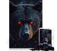 Puzzle per adulti da 1000 pezzi con orso nero dagli occhi rossi, ideale per allenamento della concentrazione, relax e svago, con bordi sottili Regalo di Natale unico (38x52cm)