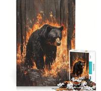 Puzzle per adulti da 1000 pezzi con orso nero nel fuoco, gioco rilassante, sfida impegnativa, per rafforzare l'amore tra le coppie 38x26cm