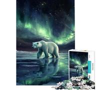 Puzzle per adulti da 1000 pezzi con orso polare sotto l'aurora boreale Gioco avvincente per coltivare la pazienza analisi impossibile e logica Regalo di compleanno (dimensioni 38x52cm)