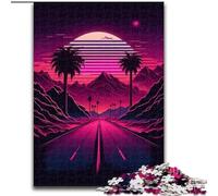 Puzzle per adulti da 1000 pezzi con paesaggio al neon in legno, regalo divertente e attività per la casa 50x75cm, festa di compleanno per uomini e donne