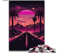 Puzzle per adulti da 1000 pezzi con paesaggio al neon, in legno, regalo perfetto per bambini dai 14 anni in su, 50x75cm, rompicapo stimolante, giocattolo rilassante per adolescenti