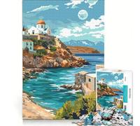 Puzzle per adulti da 1000 pezzi con paesaggio costiero di Creta, gioco pratico, ideale per passare il tempo durante le vacanze, con poster e foglio di curiosità abbinati 38x26cm