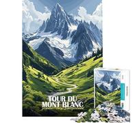 Puzzle per adulti da 1000 pezzi con paesaggio del Tour du Mont Blanc gioco rompicapo stimolante giocattolo divertente regalo perfetto per le vacanze a casa (dimensioni 50x75cm)