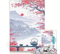 Puzzle per adulti da 1000 pezzi con paesaggio della cerimonia del tè giapponese, gioco pratico, ideale per passare il tempo durante le vacanze, con poster e foglio di curiosità abbinati 50x75cm
