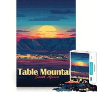Puzzle per adulti da 1000 pezzi con paesaggio della Table Mountain in Sudafrica, bordi precisi, gioco stimolante per la mente, gioco tranquillo, compleanno, artistico (38x52cm)