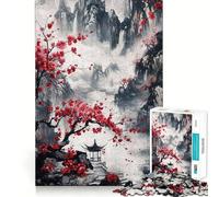 Puzzle per adulti da 1000 pezzi con paesaggio di ciliegi in fiore,pezzi ben definiti,gioco di abilità mentale,gioco per il tempo libero,opera d'arte natalizia (50x75cm)