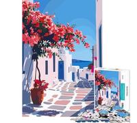 Puzzle per adulti da 1000 pezzi con paesaggio di Mykonos Grecia gioco educativo e stimolante per tutta la famiglia ideale come regalo di compleanno (dimensioni 38x52cm)