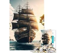 Puzzle per adulti da 1000 pezzi con paesaggio di nave pirata giochi rilassanti giocattoli educativi regalo per compleanni divertente e spiritoso (dimensioni 38x26cm)