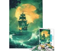 Puzzle per adulti da 1000 pezzi con paesaggio di nave pirata gioco stimolante giocattolo educativo decorazione perfetta regalo divertente (dimensioni 38x26cm)