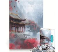 Puzzle per adulti da 1000 pezzi con paesaggio di un tempio cinese, gioco rompicapo, antistress, da aggiungere alla lista dei desideri con Babbo Natale 38x52cm