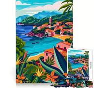 Puzzle per adulti da 1000 pezzi con paesaggio di un villaggio costiero italiano Gioco di precisione e coordinato,attività stimolante,gioco per il tempo libero,decorazione natalizia da parete