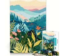 Puzzle per adulti da 1000 pezzi con paesaggio forestale,stile minimalista,bordi precisi,esercizio mentale,gioco divertente e tranquillo,ideale per compleanni (50x75cm)