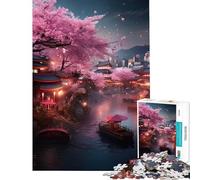Puzzle per adulti da 1000 pezzi con paesaggio giapponese e fiori di ciliegio Sakura Un gioco educativo che stimola la mente e favorisce l'apprendimento Adatto a partire dai 14 anni 38x52cm