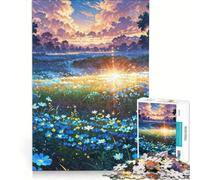 Puzzle per adulti da 1000 pezzi con paesaggio incantato e fiori blu, gioco rilassante, sfida impegnativa, per rafforzare l'amore tra le coppie 50x75cm