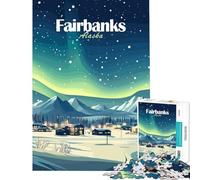 Puzzle per adulti da 1000 pezzi con paesaggio invernale di Fairbanks Alaska aurora boreale Gioco educativo e stimolante per tutta la famiglia Regalo divertente (dimensioni 38x26cm)