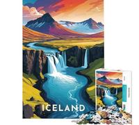 Puzzle per adulti da 1000 pezzi con paesaggio islandese e cascata gioco educativo e stimolante per il relax e il miglioramento della memoria ideale come regalo di compleanno (dimensioni 38x26cm)