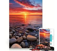 Puzzle per adulti da 1000 pezzi con paesaggio marino e tramonto,ritagli precisi,gioco stimolante per la mente,ideale per il relax e come regalo di Natale (38x52cm)