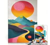 Puzzle per adulti da 1000 pezzi con paesaggio montano astratto, giocattolo educativo, da assemblare, con poster e foglio di curiosità abbinati 38x52cm