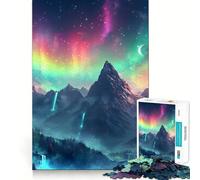 Puzzle per adulti da 1000 pezzi con paesaggio montano e aurora boreale,bordi perfetti,divertente gioco per allenare la mente,scena natalizia accogliente e divertente (38x26cm)