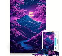 Puzzle per adulti da 1000 pezzi con paesaggio montano e fiori di ciliegio in fiore,Giappone,pezzi ben definiti,gioco di abilità mentale,gioco per il tempo libero,opera d'arte natalizia (50x75cm)